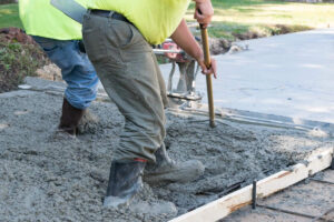 Concrete contractors paving concrete